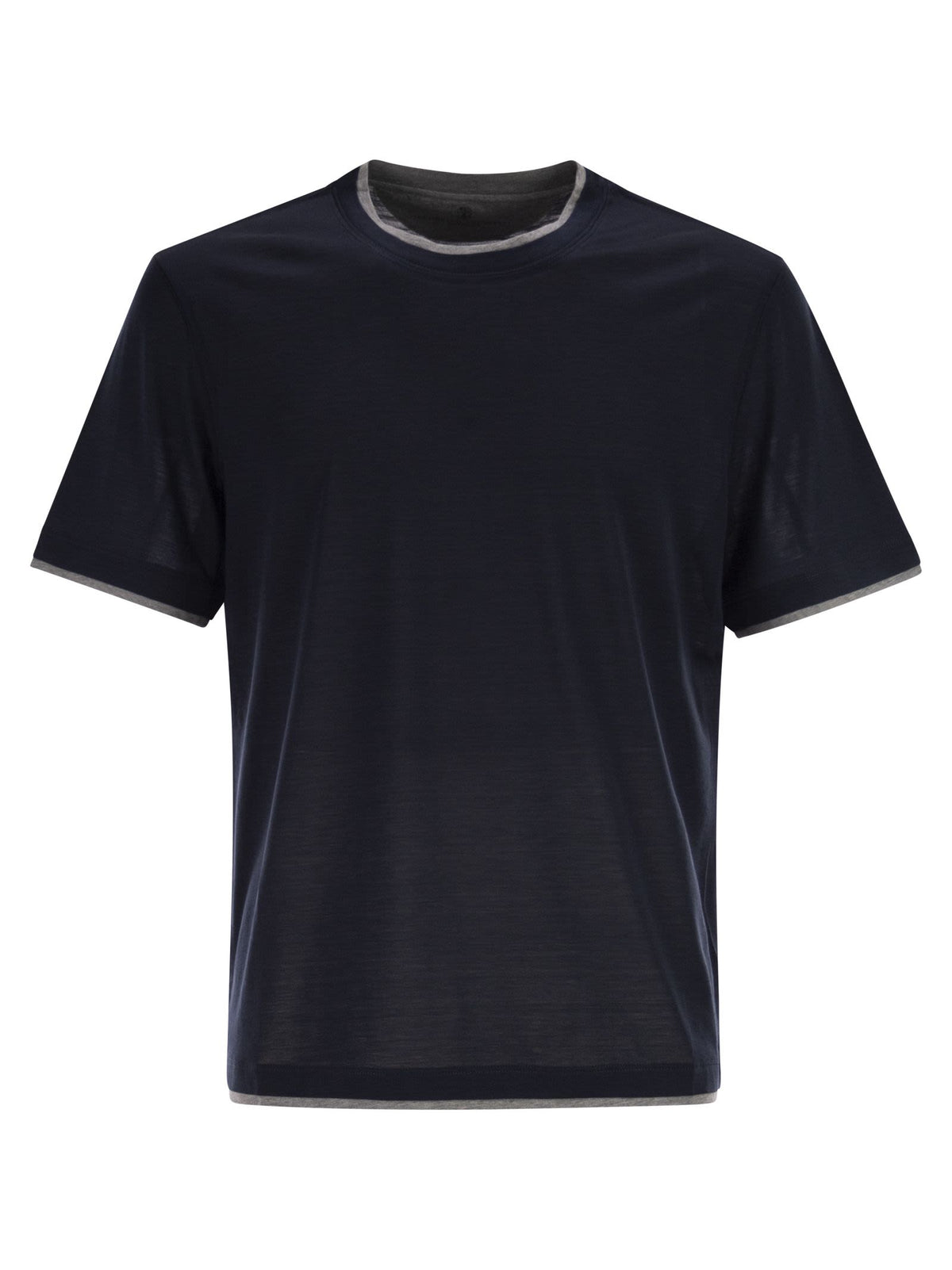 Brunello Cucinelli Men Silk And Cotton T-Shirt