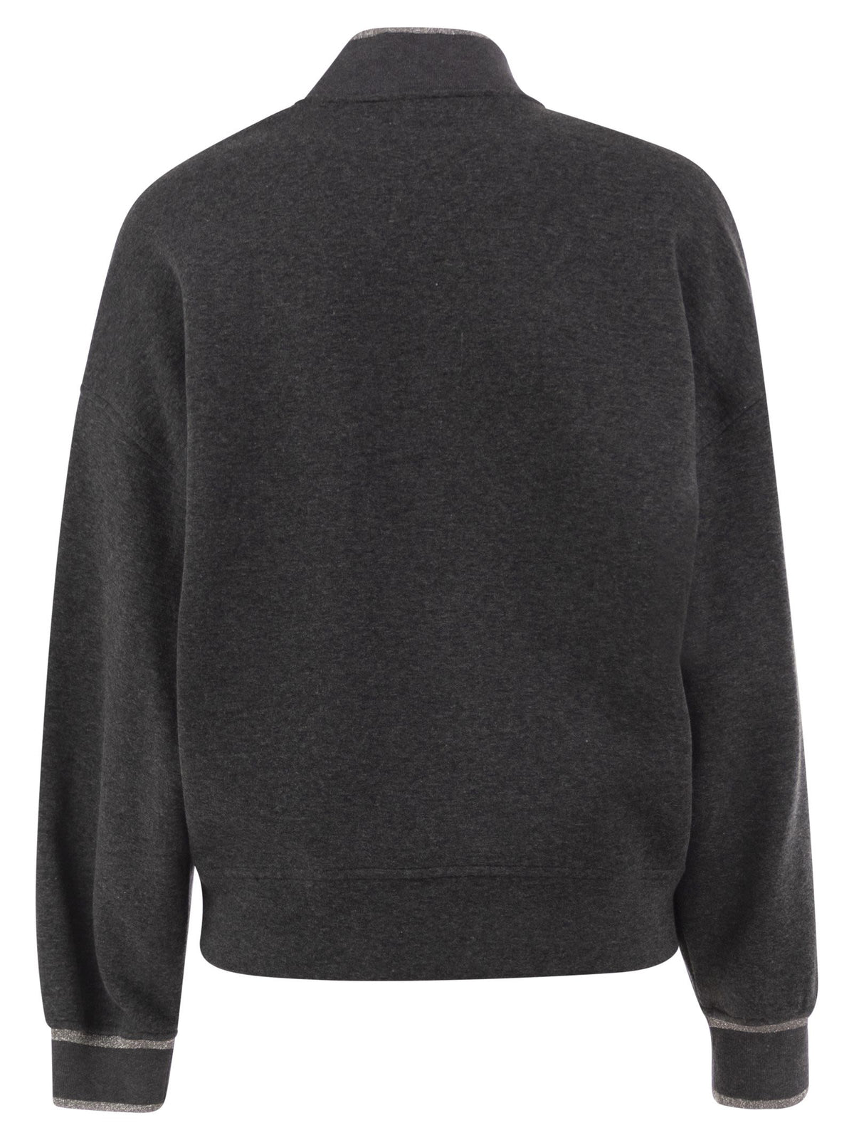 Brunello Cucinelli Women Technical Jersey Bomber With Luminous Knit Trims