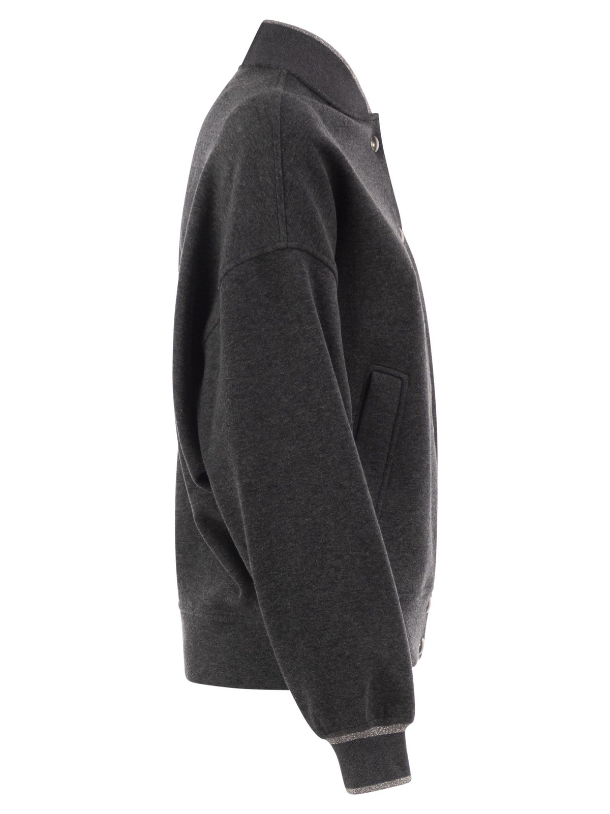 Brunello Cucinelli Women Technical Jersey Bomber With Luminous Knit Trims