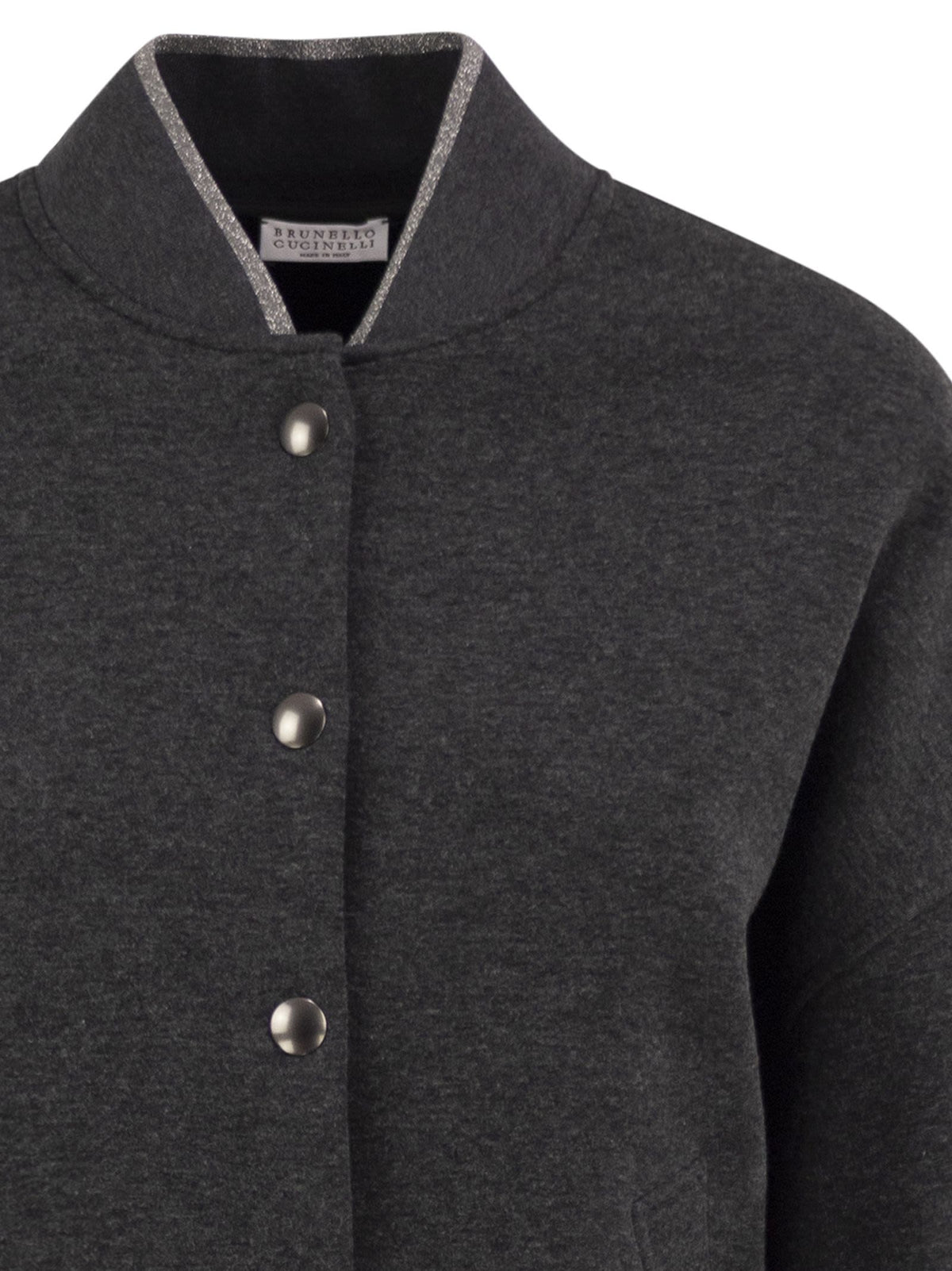 Brunello Cucinelli Women Technical Jersey Bomber With Luminous Knit Trims