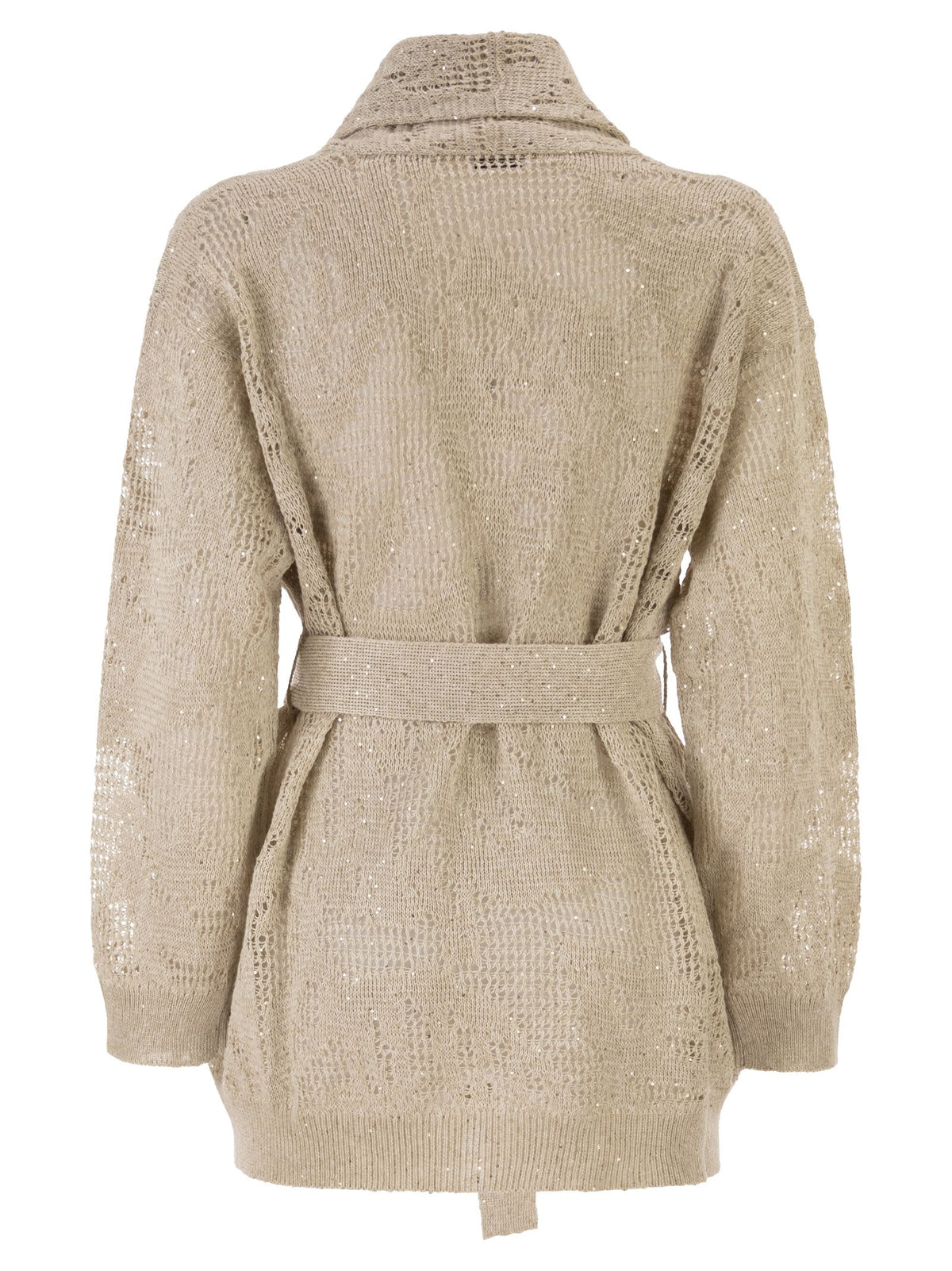 BRUNELLO CUCINELLI Brunello Cucinelli Women Dazzling Water Lilies Cardigan In Linen And Cotton With Belt