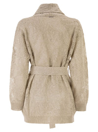 BRUNELLO CUCINELLI Brunello Cucinelli Women Dazzling Water Lilies Cardigan In Linen And Cotton With Belt