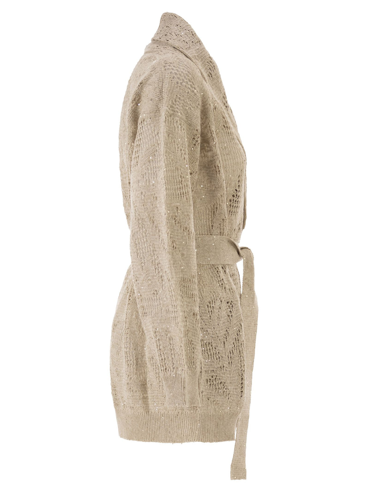 BRUNELLO CUCINELLI Brunello Cucinelli Women Dazzling Water Lilies Cardigan In Linen And Cotton With Belt