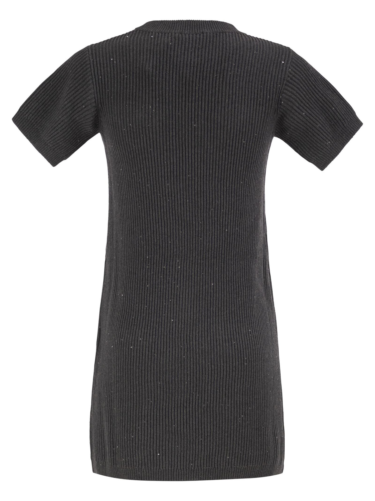 Brunello Cucinelli Women Ribbed Knit Dress With Sequins And Patch Pockets