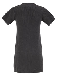 Brunello Cucinelli Women Ribbed Knit Dress With Sequins And Patch Pockets