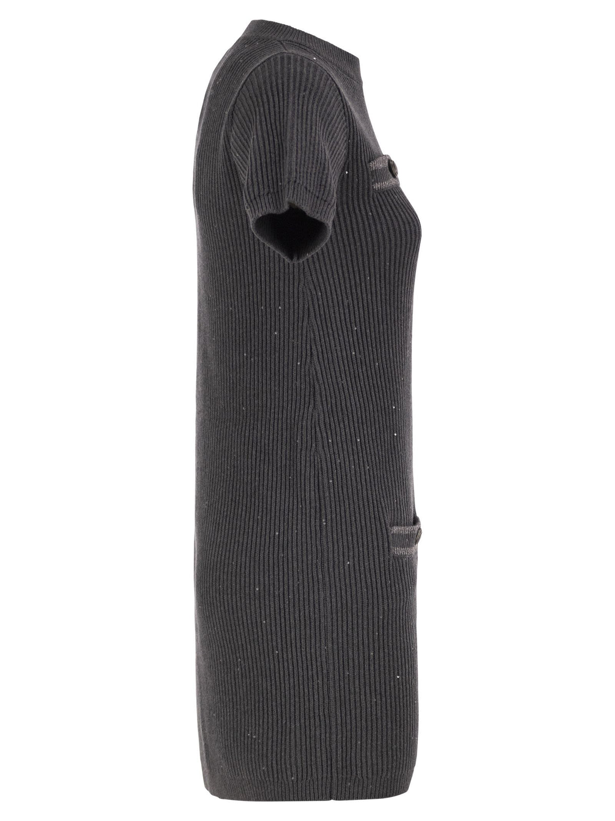Brunello Cucinelli Women Ribbed Knit Dress With Sequins And Patch Pockets