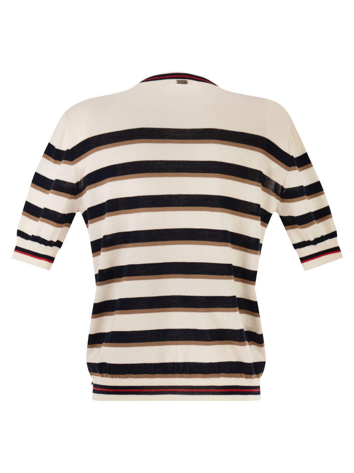 Herno Women Short-Sleeved Striped Cotton Jumper