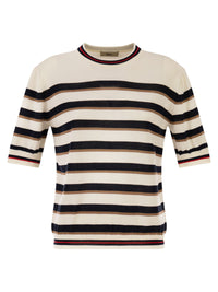 Herno Women Short-Sleeved Striped Cotton Jumper