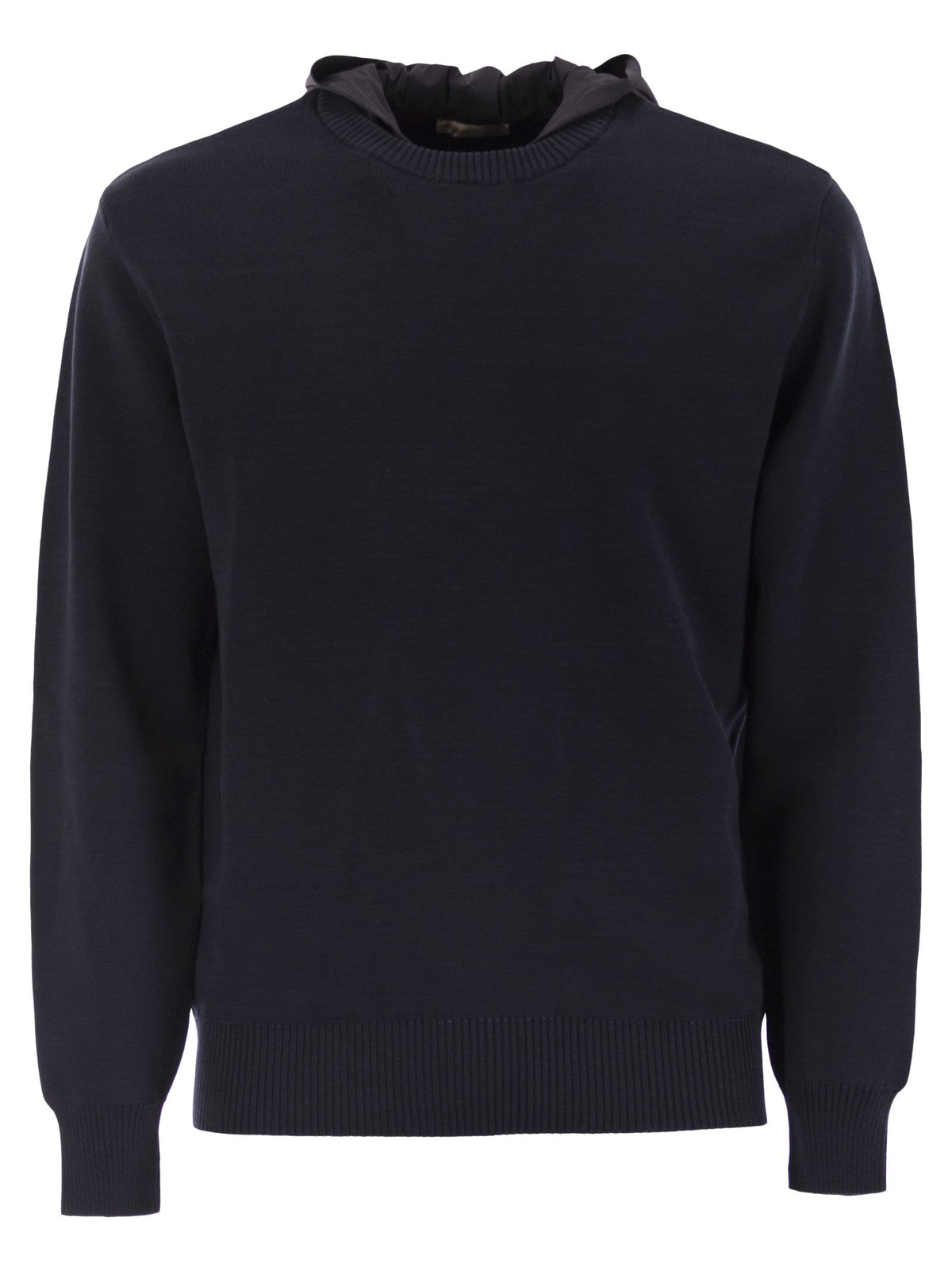 Herno Men Resort Double Cotton Knit And Nylon Hoodie