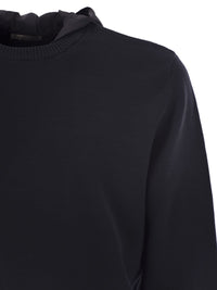 Herno Men Resort Double Cotton Knit And Nylon Hoodie
