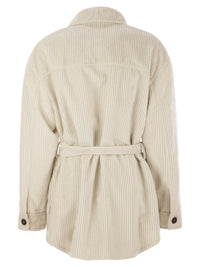 Brunello Cucinelli Women Corduroy Safari-Style Jacket With Jewellery