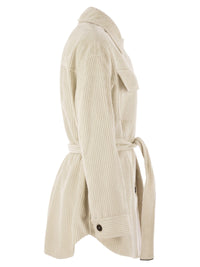 Brunello Cucinelli Women Corduroy Safari-Style Jacket With Jewellery
