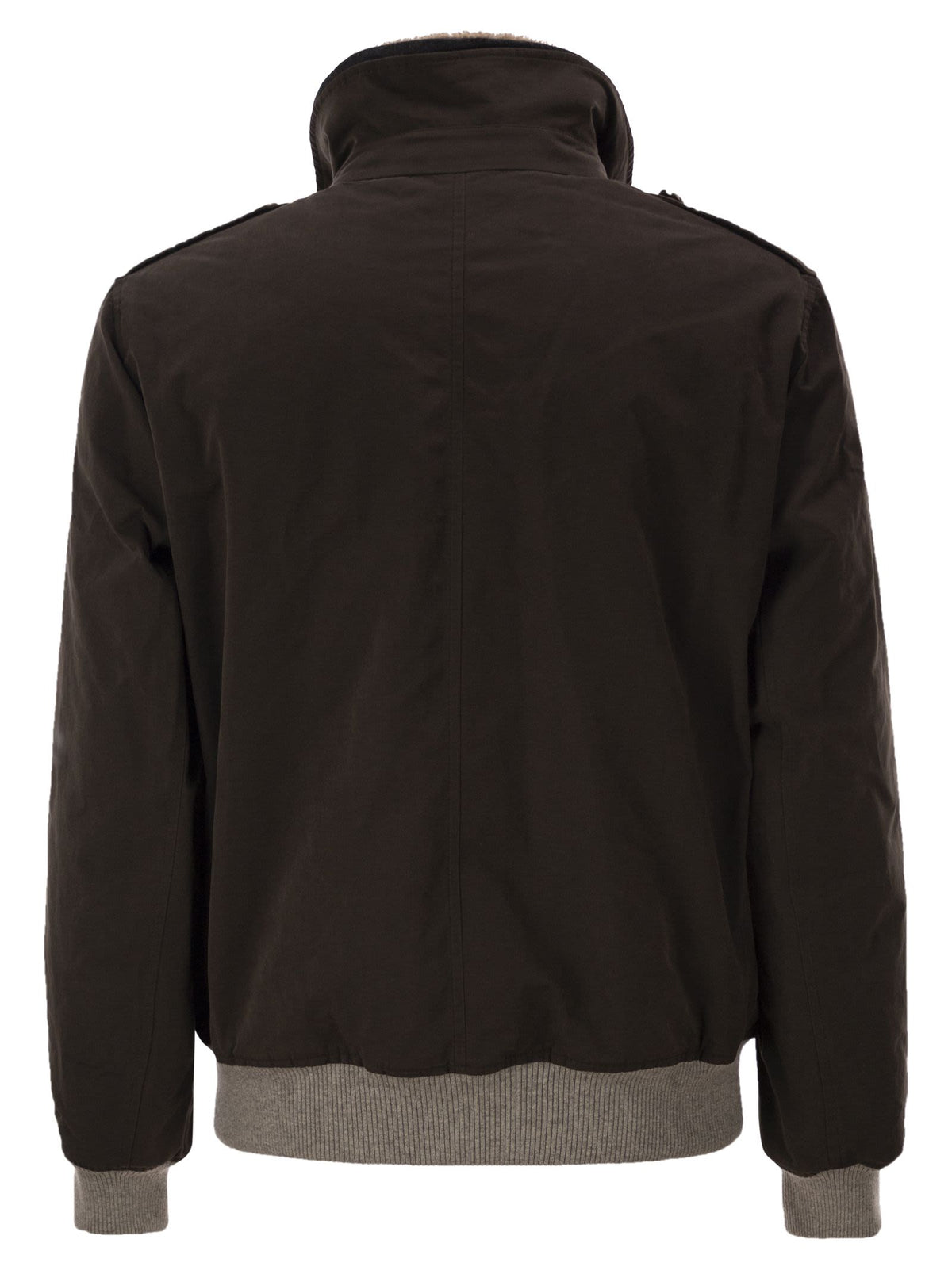 BRUNELLO CUCINELLI Brunello Cucinelli Men Padded Bomber Jacket With Shearling Collar And Tailored Details