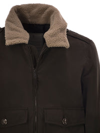BRUNELLO CUCINELLI Brunello Cucinelli Men Padded Bomber Jacket With Shearling Collar And Tailored Details