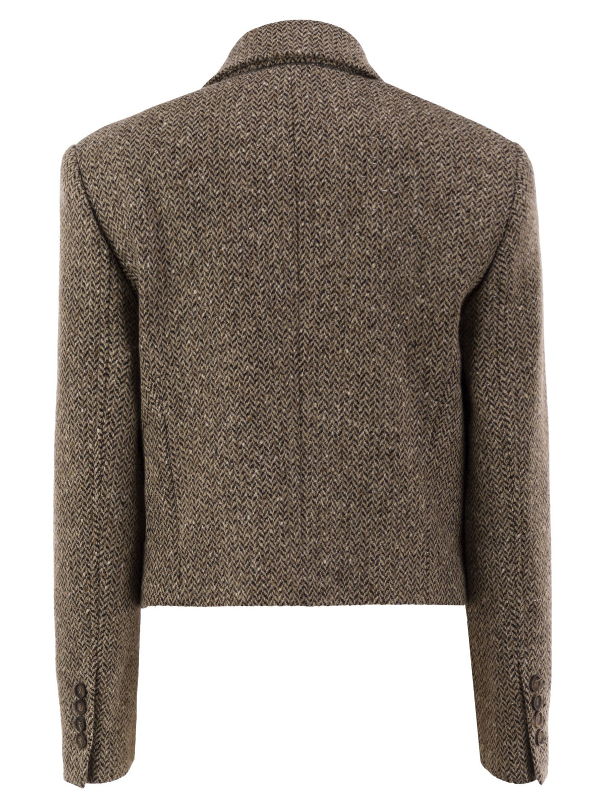Brunello Cucinelli Women Double-Breasted Herringbone Blazer With Subtle Shimmer