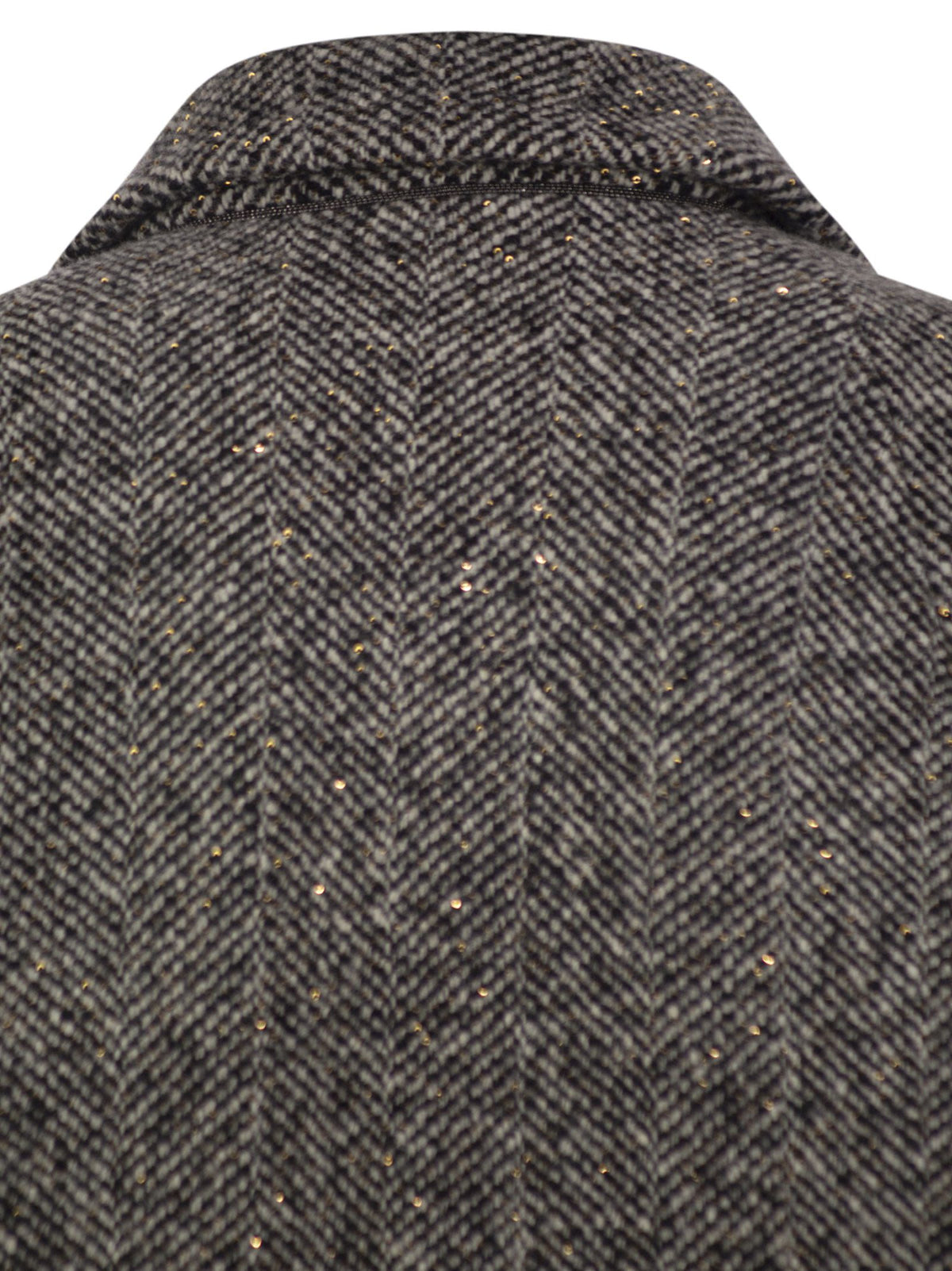 Brunello Cucinelli Women Double-Breasted Herringbone Wool Coat With Sequins