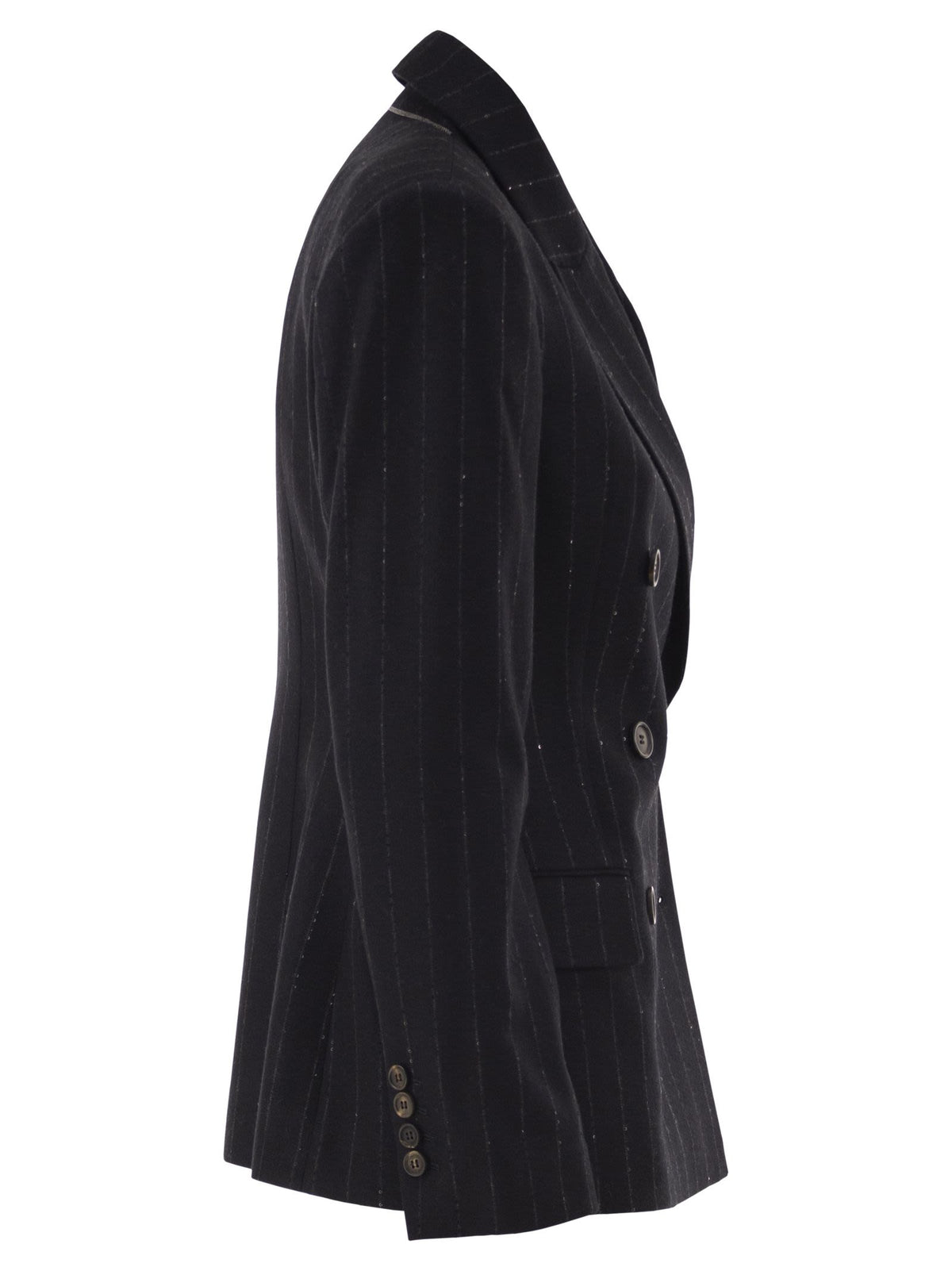 Brunello Cucinelli Women Double-Breasted Pinstripe Blazer With Sequins