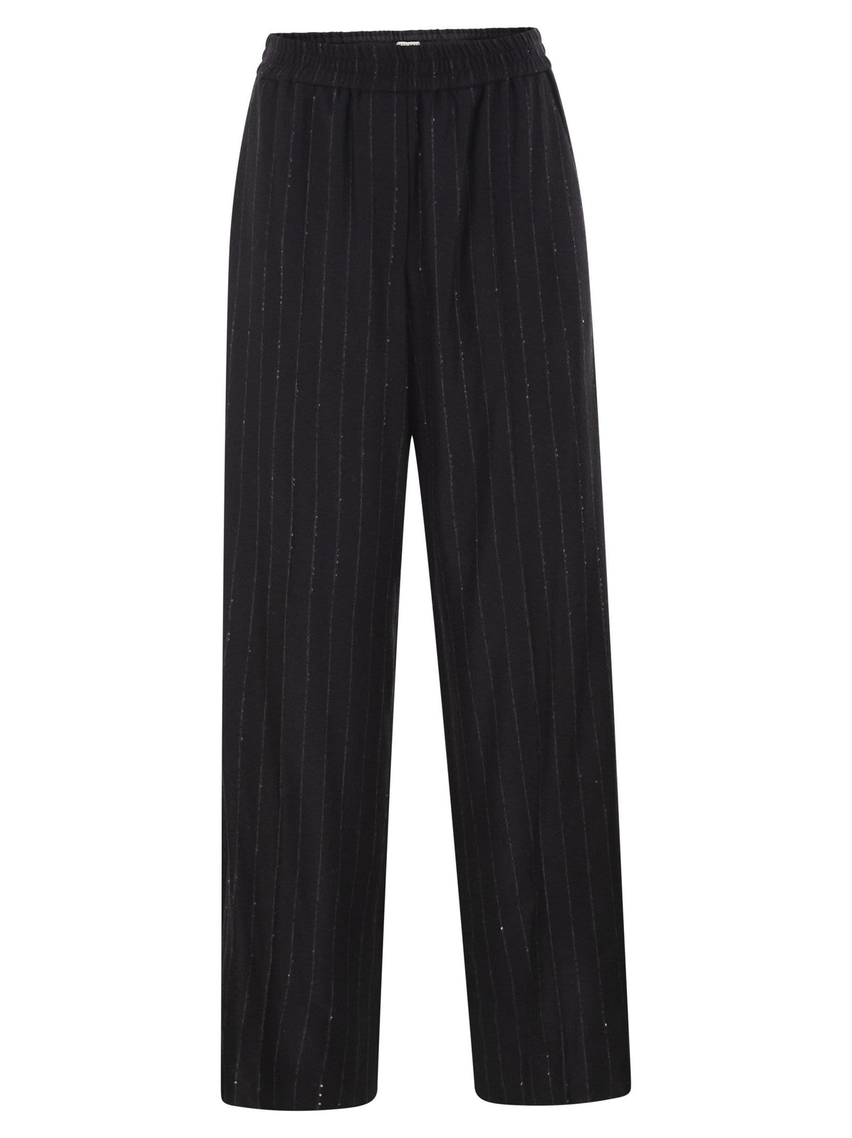 Brunello Cucinelli Women Pinstripe Trousers With Sequins And Elasticated Waist