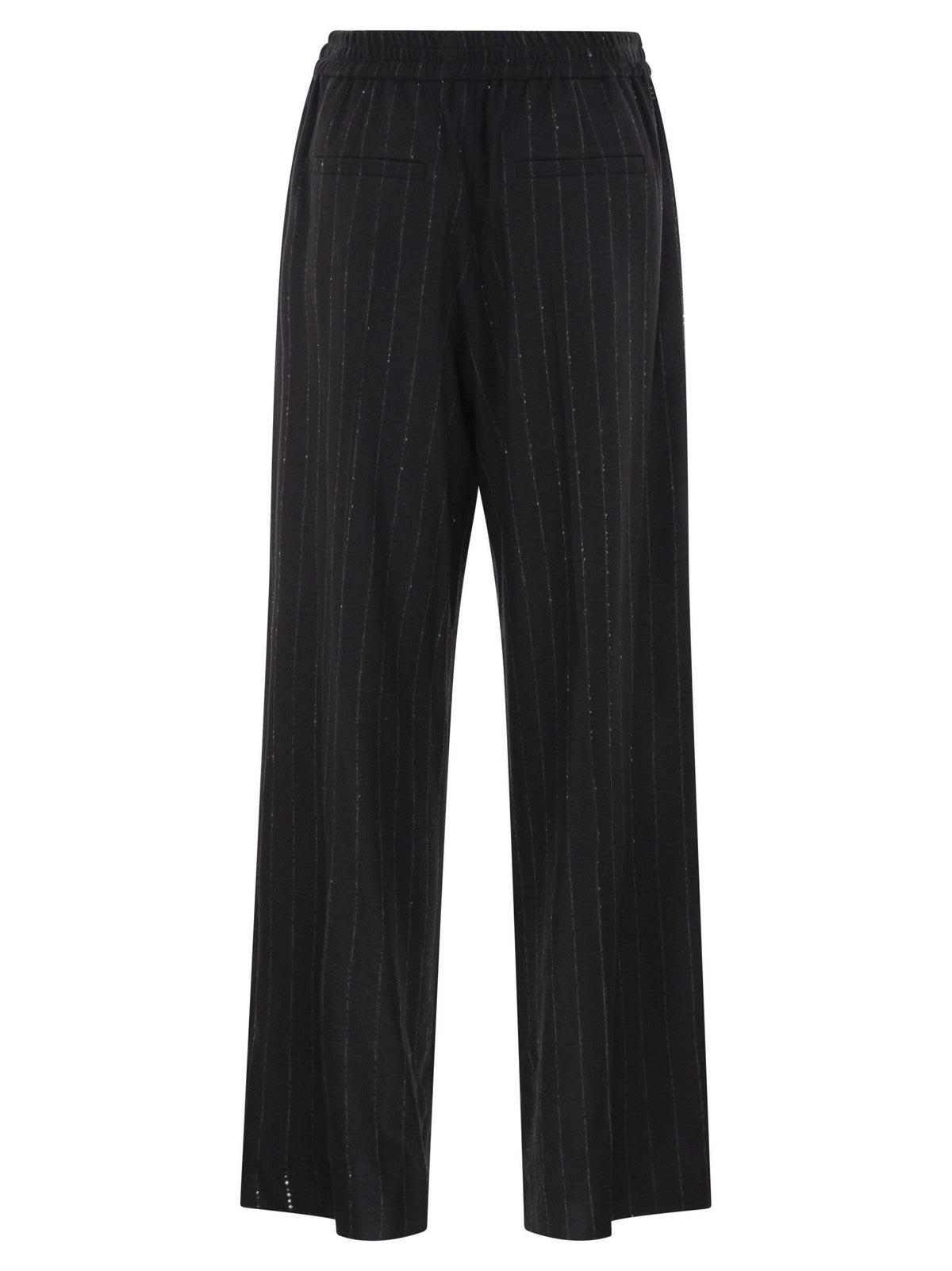 Brunello Cucinelli Women Pinstripe Trousers With Sequins And Elasticated Waist