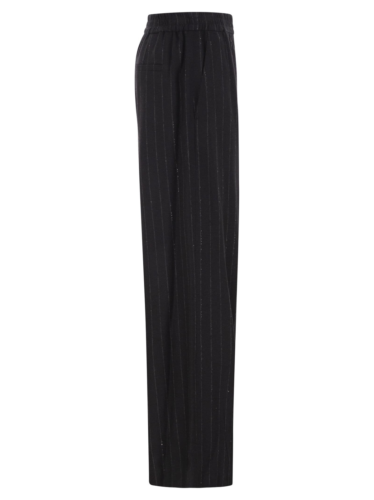 Brunello Cucinelli Women Pinstripe Trousers With Sequins And Elasticated Waist
