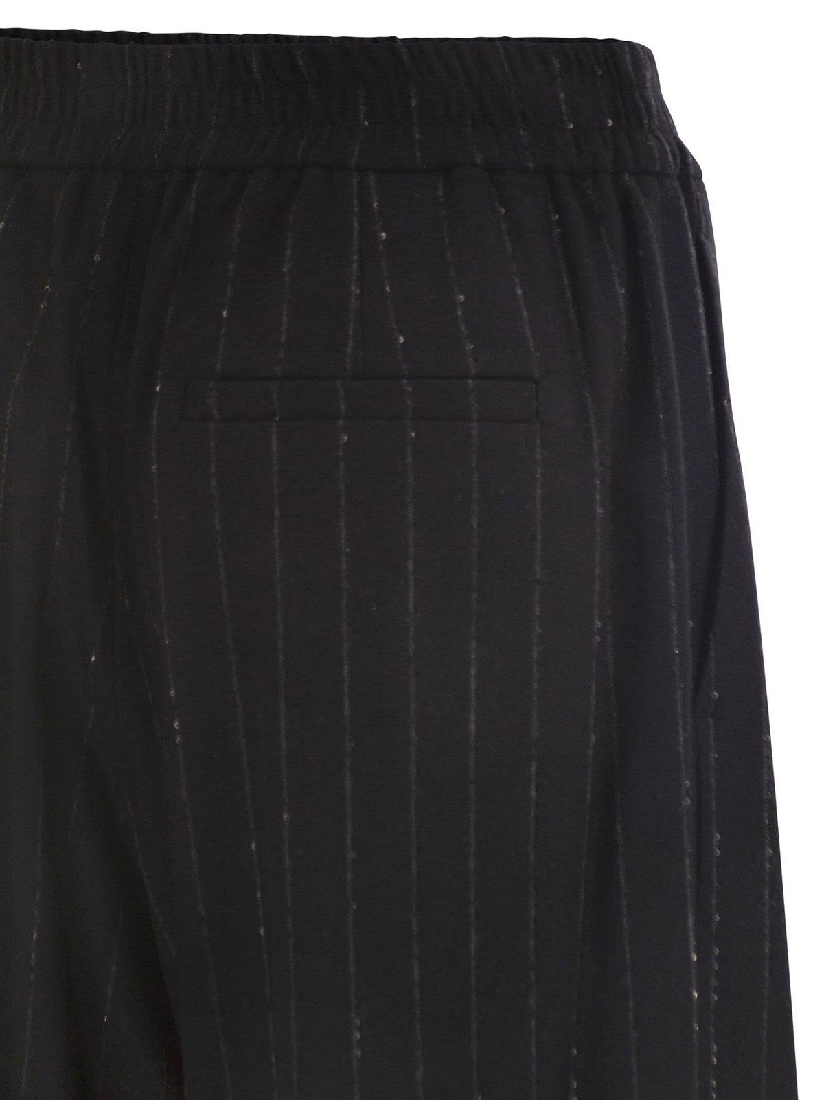 Brunello Cucinelli Women Pinstripe Trousers With Sequins And Elasticated Waist