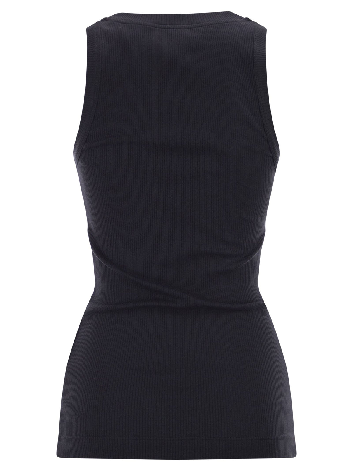Brunello Cucinelli Women Sleeveless Ribbed Top In Stretch Cotton With Jewelled Trim