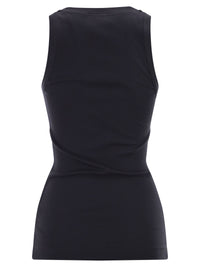 Brunello Cucinelli Women Sleeveless Ribbed Top In Stretch Cotton With Jewelled Trim