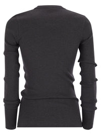 BRUNELLO CUCINELLI Brunello Cucinelli Women Cotton Jersey T-Shirt With Dazzling Chalk Stripe Embroidery
