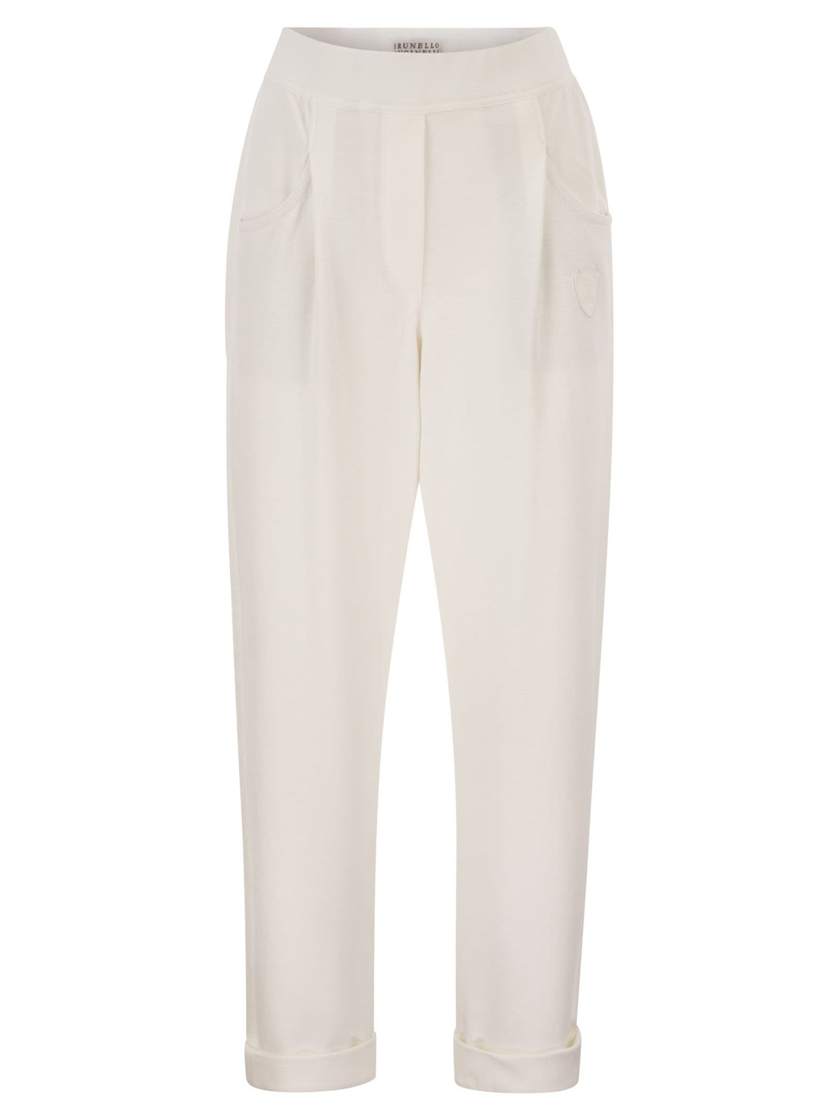 Brunello Cucinelli Women Stretch Cotton Gabardine Jogging Trousers