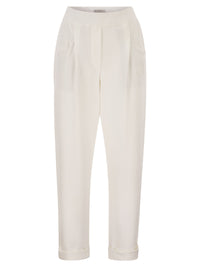Brunello Cucinelli Women Stretch Cotton Gabardine Jogging Trousers