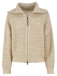Brunello Cucinelli Women Openwork Wool, Cashmere And Mohair Zip Cardigan