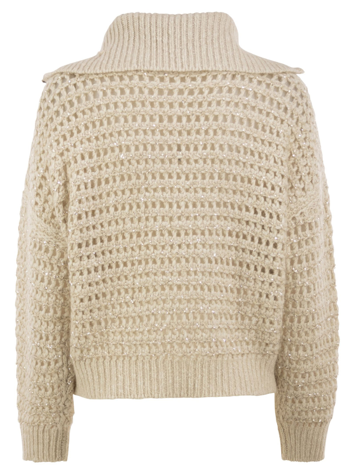 Brunello Cucinelli Women Openwork Wool, Cashmere And Mohair Zip Cardigan