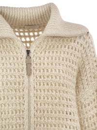 Brunello Cucinelli Women Openwork Wool, Cashmere And Mohair Zip Cardigan