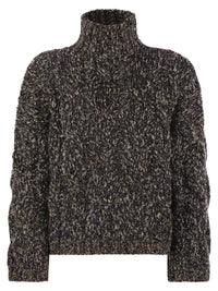 Brunello Cucinelli Women Soft Wool, Cashmere And Mohair Turtleneck Sweater With Braided Design