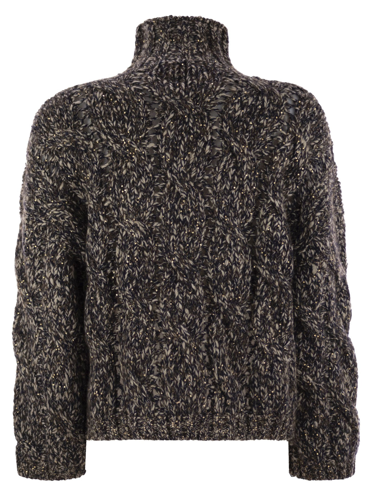 Brunello Cucinelli Women Soft Wool, Cashmere And Mohair Turtleneck Sweater With Braided Design