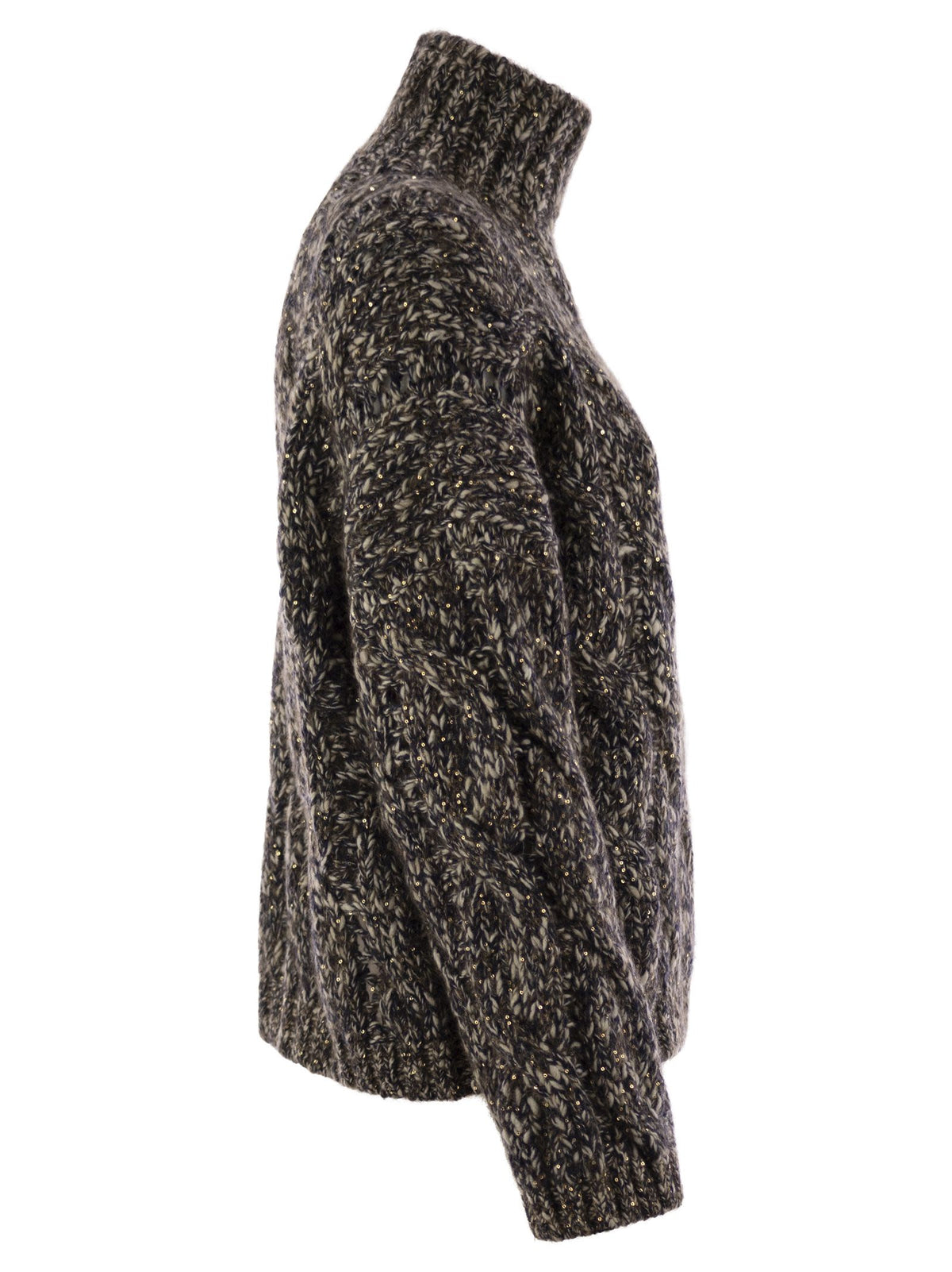Brunello Cucinelli Women Soft Wool, Cashmere And Mohair Turtleneck Sweater With Braided Design
