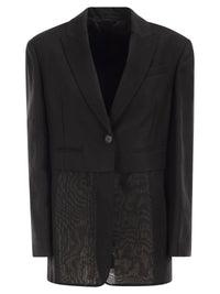 Brunello Cucinelli Women Women's Single-Breasted Viscose And Linen Jacket With Transparent Insert
