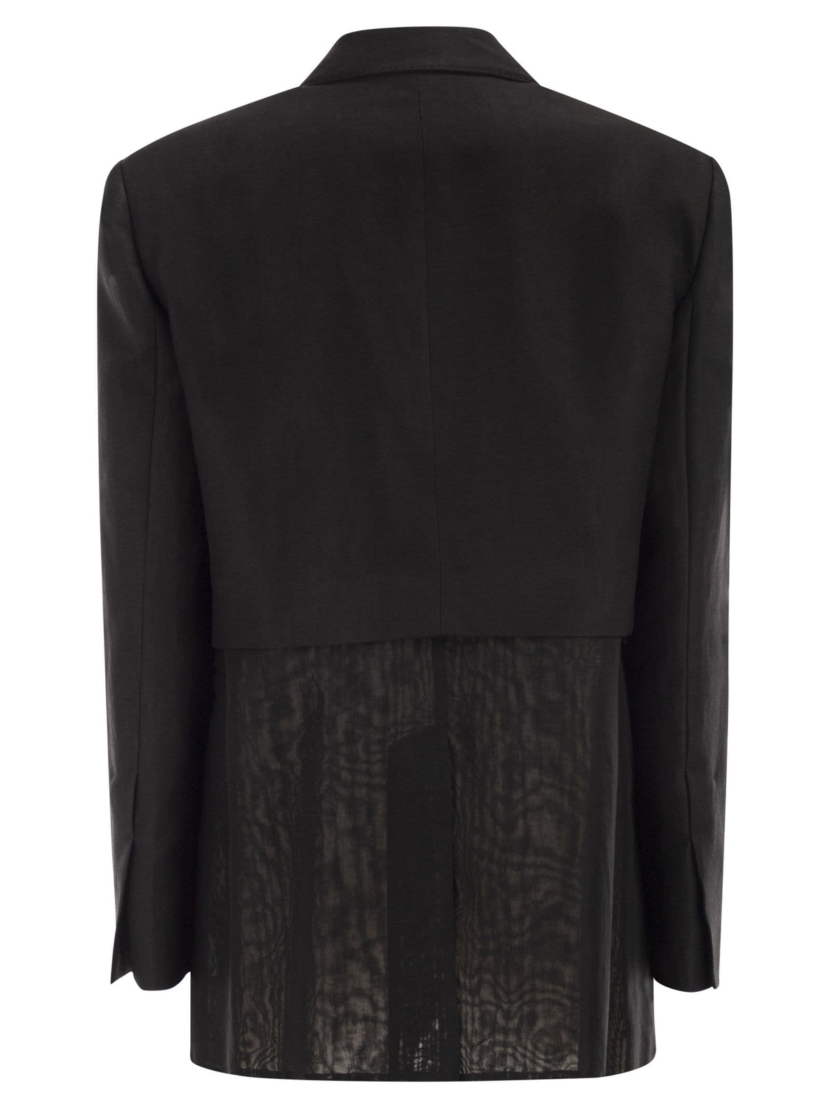 Brunello Cucinelli Women Women's Single-Breasted Viscose And Linen Jacket With Transparent Insert
