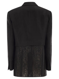 Brunello Cucinelli Women Women's Single-Breasted Viscose And Linen Jacket With Transparent Insert