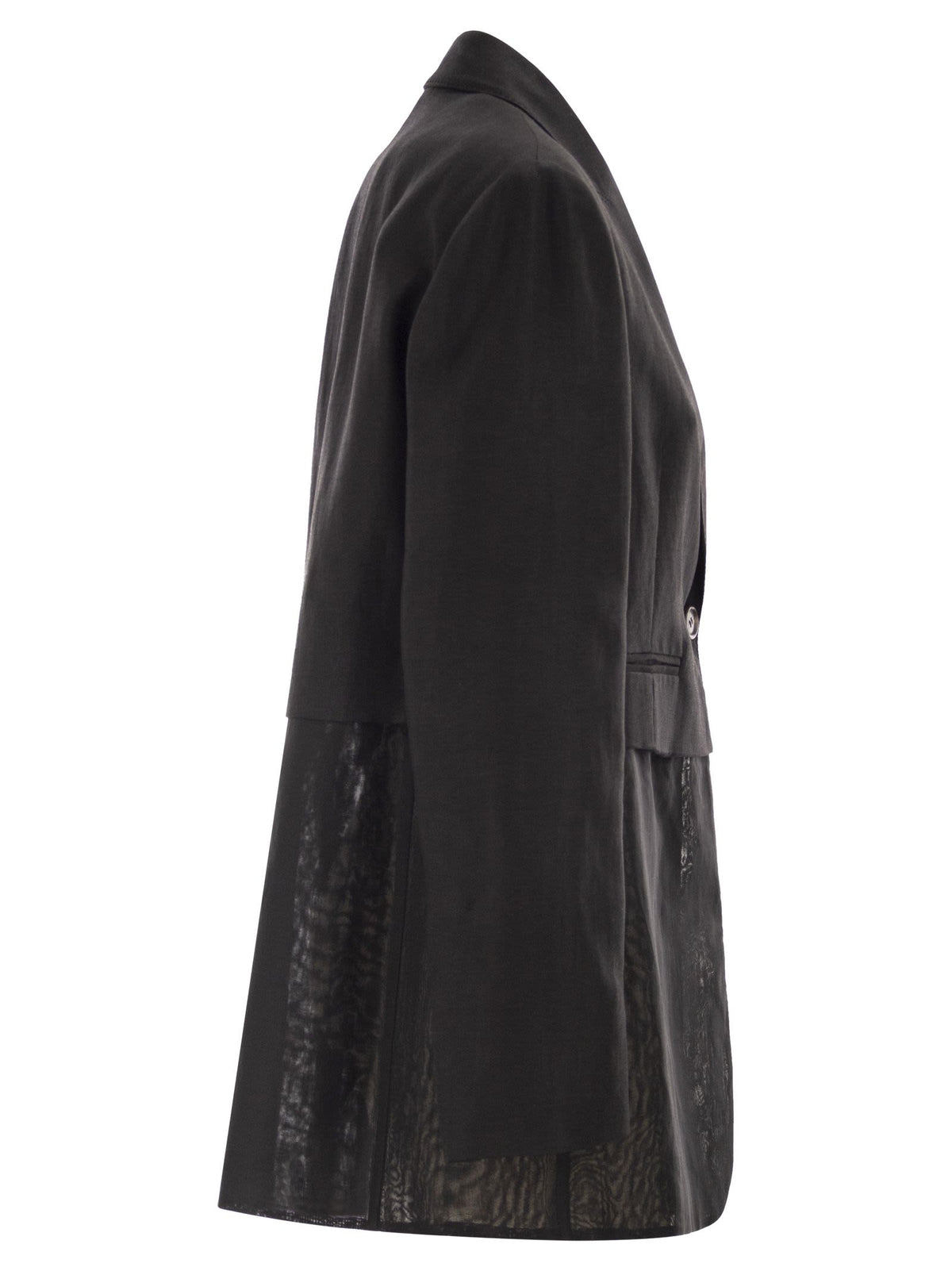 Brunello Cucinelli Women Women's Single-Breasted Viscose And Linen Jacket With Transparent Insert