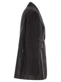 Brunello Cucinelli Women Women's Single-Breasted Viscose And Linen Jacket With Transparent Insert