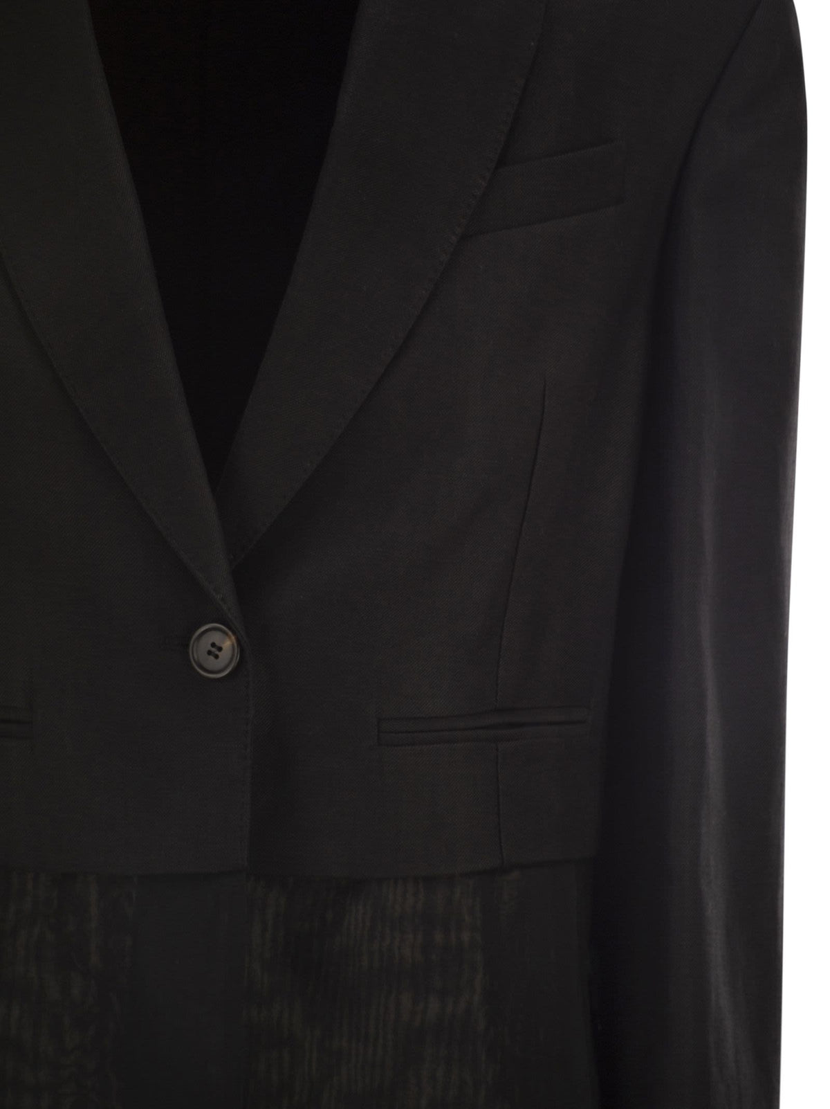 Brunello Cucinelli Women Women's Single-Breasted Viscose And Linen Jacket With Transparent Insert