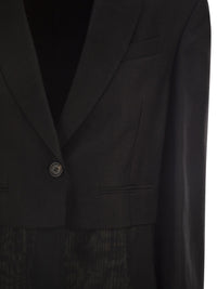 Brunello Cucinelli Women Women's Single-Breasted Viscose And Linen Jacket With Transparent Insert