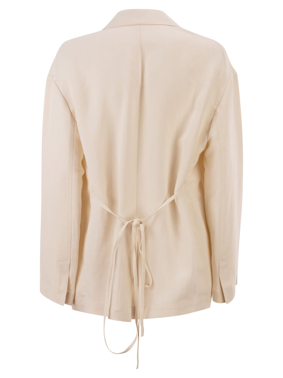 Brunello Cucinelli Women Fluid Viscose And Linen Twill Jacket With Jewellery