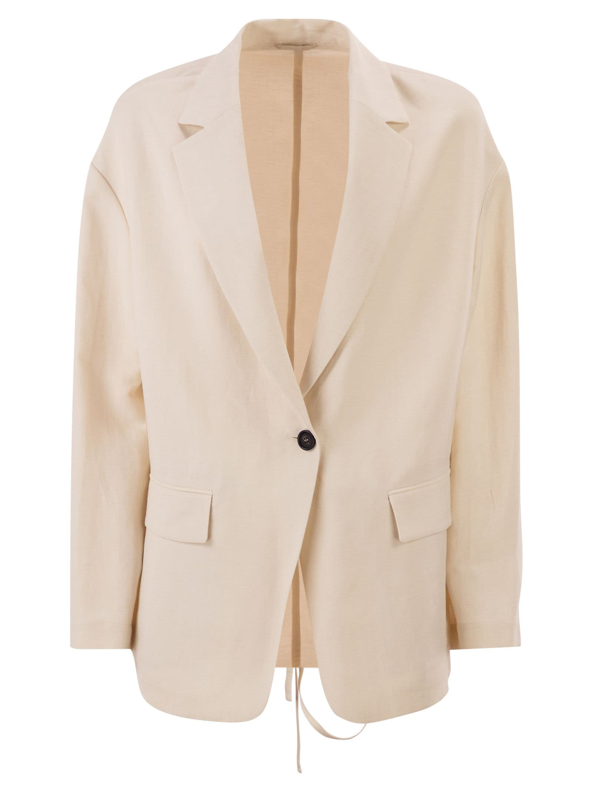 Brunello Cucinelli Women Fluid Viscose And Linen Twill Jacket With Jewellery