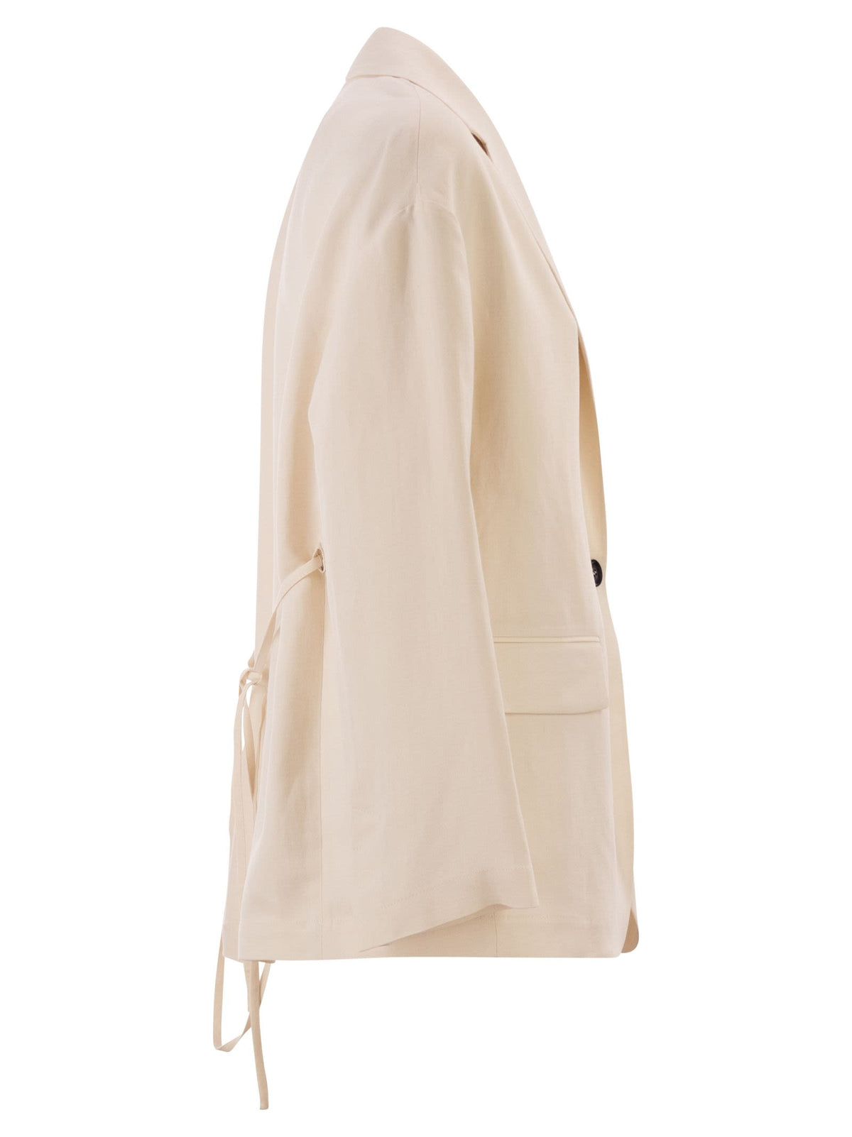 Brunello Cucinelli Women Fluid Viscose And Linen Twill Jacket With Jewellery
