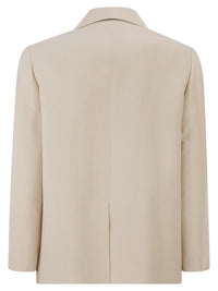 Brunello Cucinelli Women Fluid Viscose And Linen Twill Blazer With Jewellery
