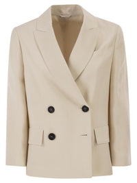 Brunello Cucinelli Women Fluid Viscose And Linen Twill Blazer With Jewellery