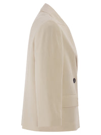 Brunello Cucinelli Women Fluid Viscose And Linen Twill Blazer With Jewellery
