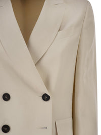 Brunello Cucinelli Women Fluid Viscose And Linen Twill Blazer With Jewellery